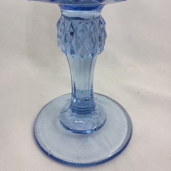 Vintage 60s‎ Indiana Glass Diamond Point Footed Blue Ice Pedestal Compote Dish - Picture 7 of 8
